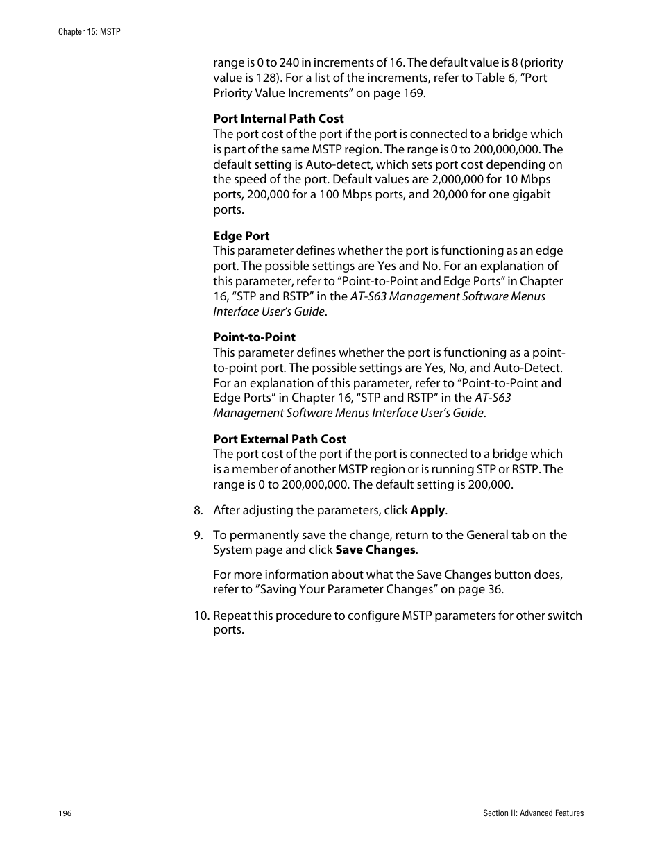 Allied Telesis AT-S63 User Manual | Page 196 / 388