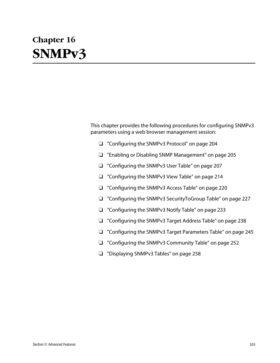 Chapter 16, Snmpv3, Chapter 16 snmpv3 | Allied Telesis AT-S63 User Manual | Page 203 / 388