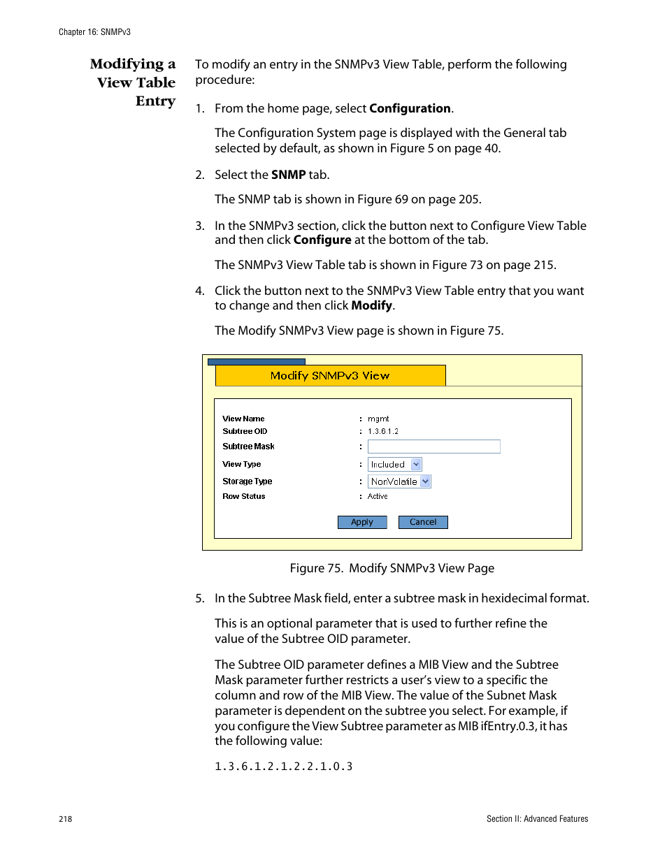 Modifying a view table entry | Allied Telesis AT-S63 User Manual | Page 218 / 388