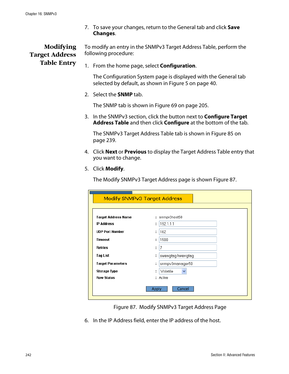 Modifying target address table entry | Allied Telesis AT-S63 User Manual | Page 242 / 388