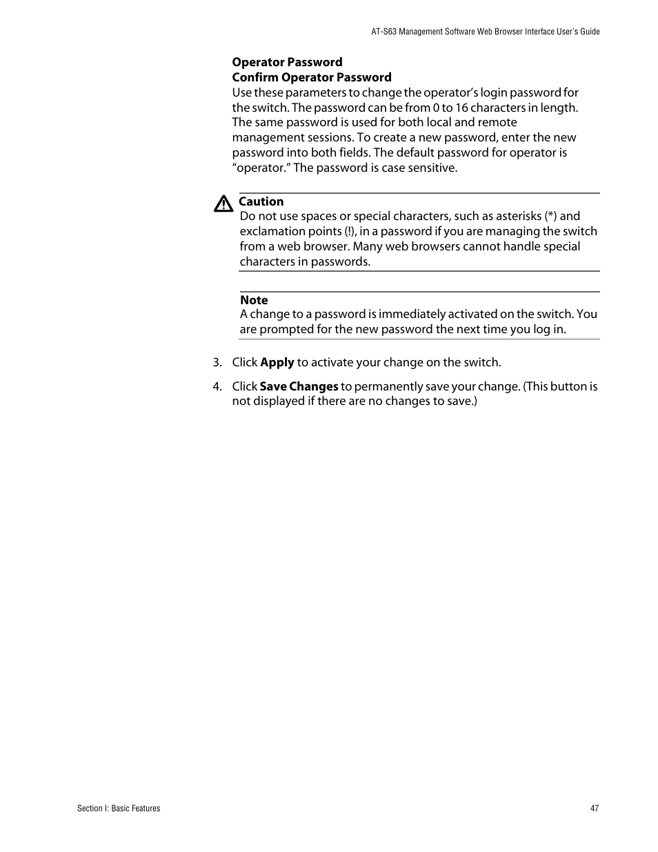 Allied Telesis AT-S63 User Manual | Page 47 / 388