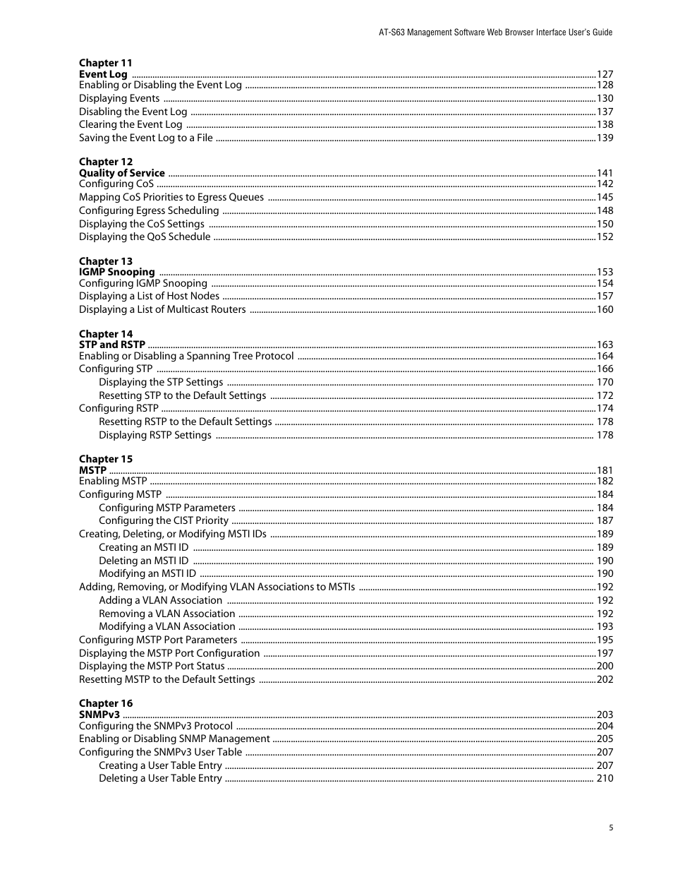 Allied Telesis AT-S63 User Manual | Page 5 / 388