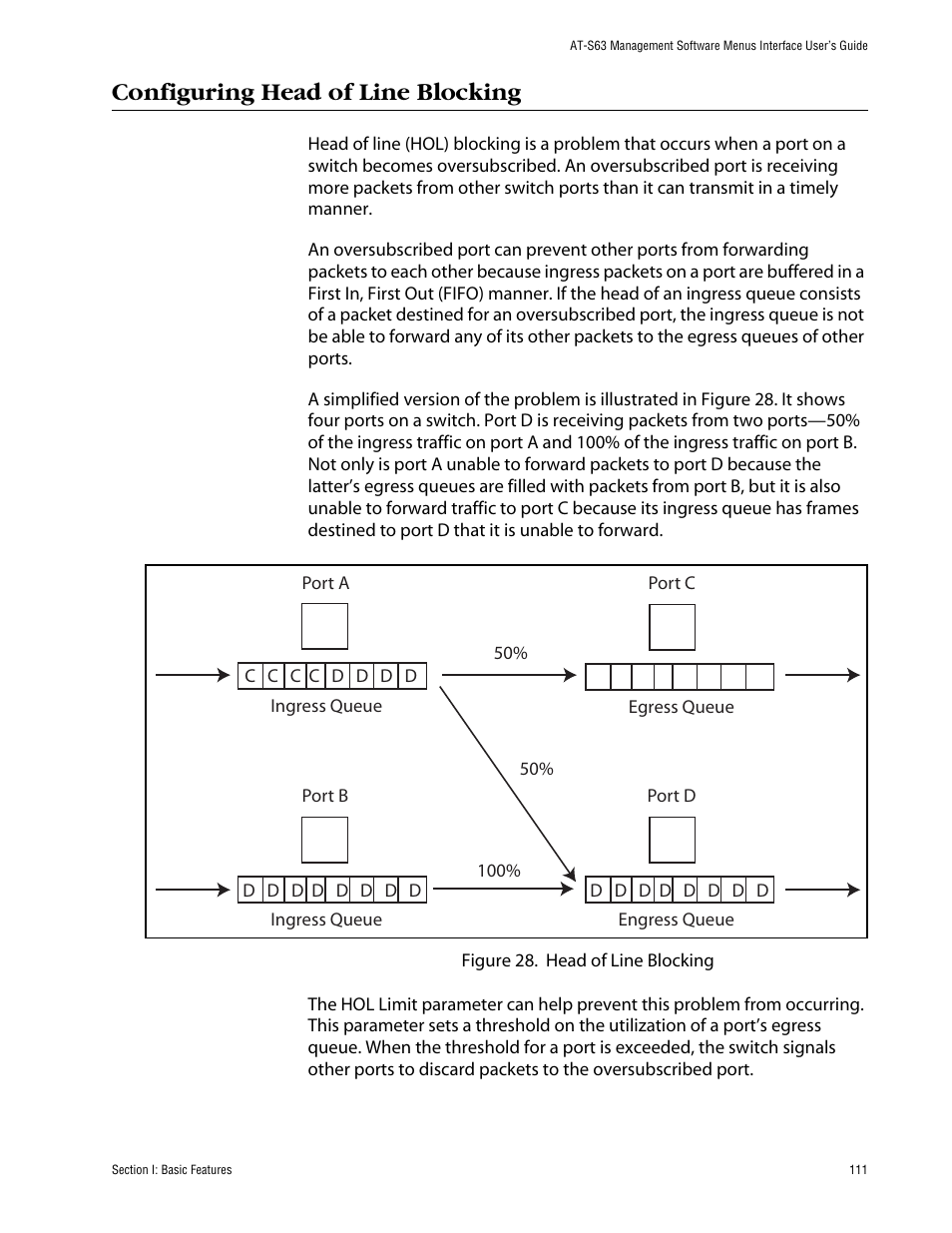 Configuring head of line blocking | Allied Telesis AT-S63 User Manual | Page 111 / 710