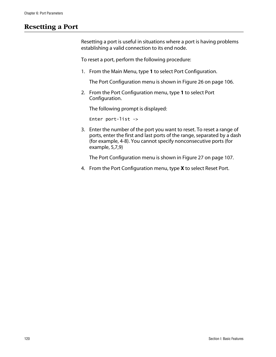 Resetting a port | Allied Telesis AT-S63 User Manual | Page 120 / 710