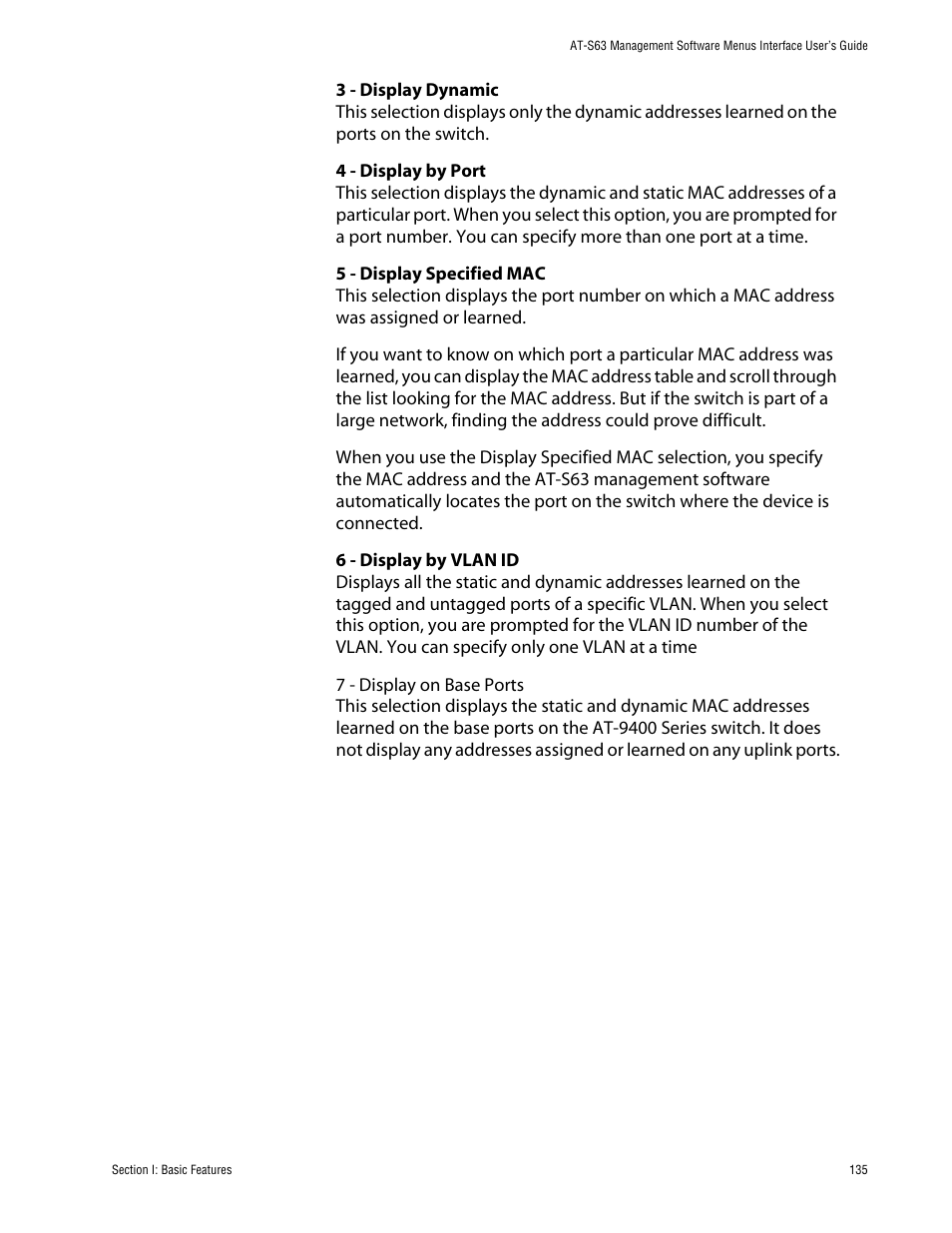 Allied Telesis AT-S63 User Manual | Page 135 / 710