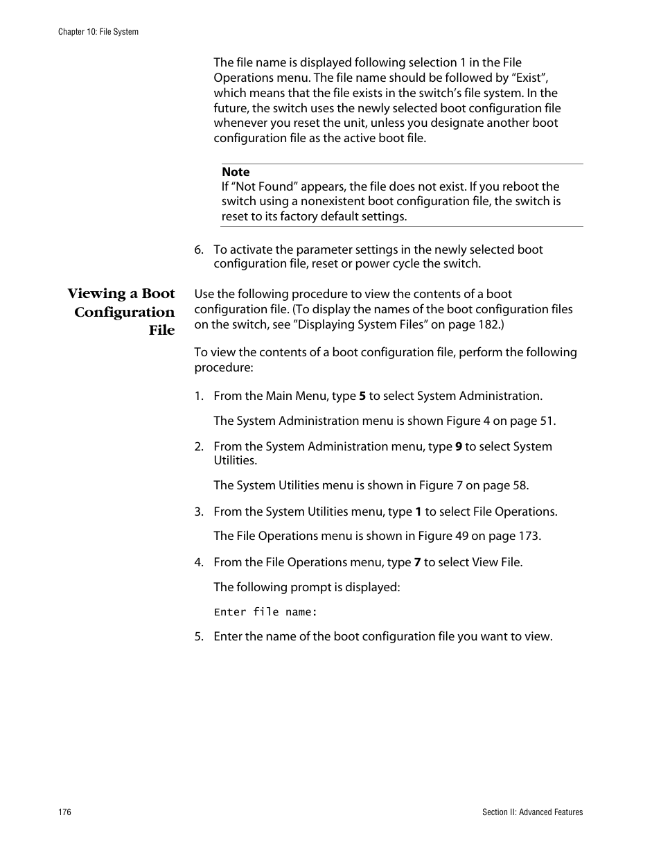 Viewing a boot configuration file | Allied Telesis AT-S63 User Manual | Page 176 / 710