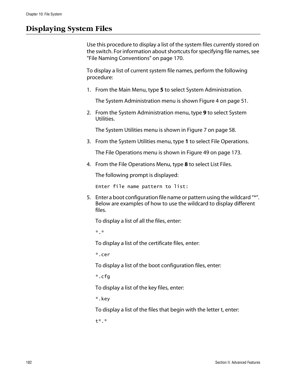 Displaying system files | Allied Telesis AT-S63 User Manual | Page 182 / 710