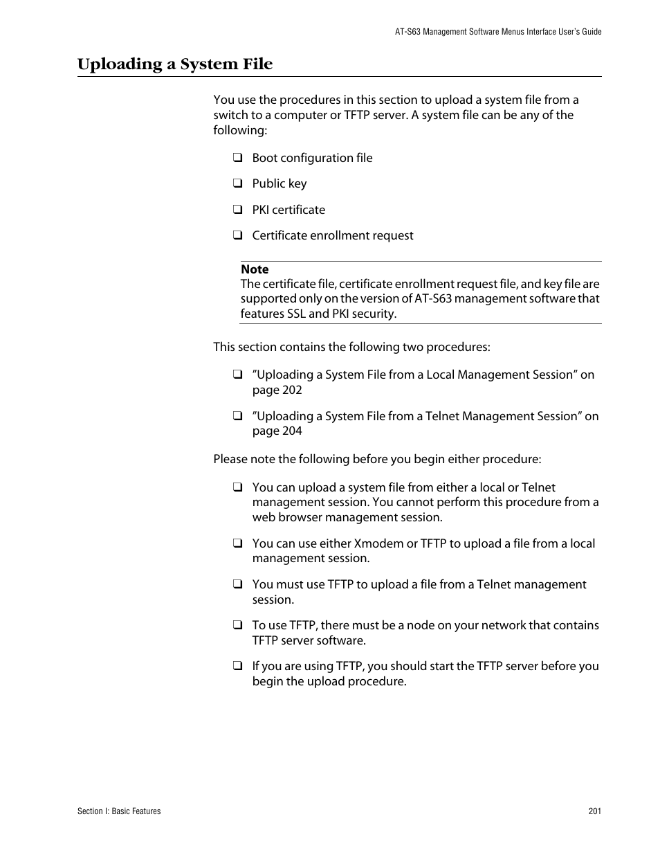 Uploading a system file | Allied Telesis AT-S63 User Manual | Page 201 / 710