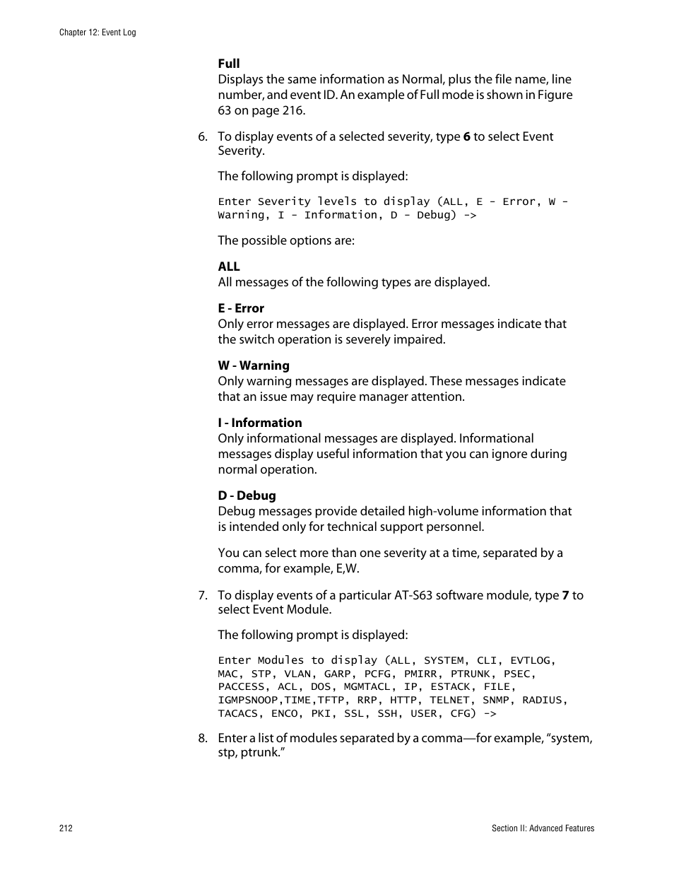 Allied Telesis AT-S63 User Manual | Page 212 / 710