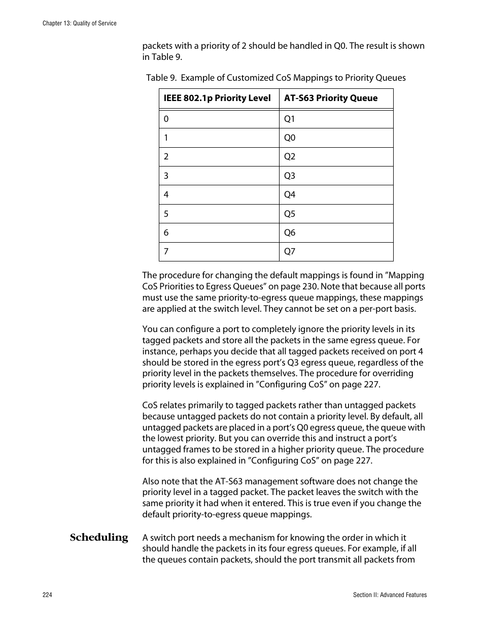 Scheduling | Allied Telesis AT-S63 User Manual | Page 224 / 710