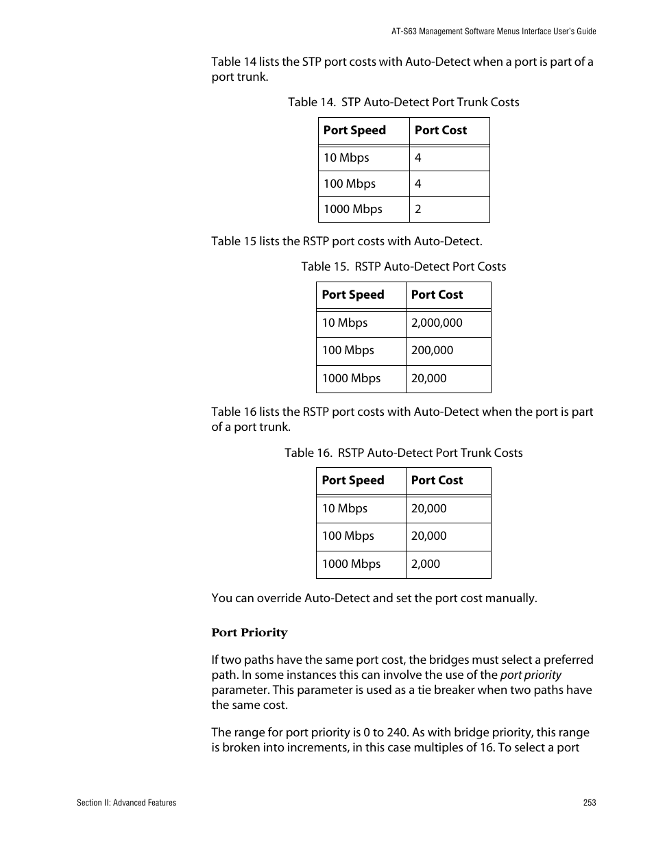 Port priority | Allied Telesis AT-S63 User Manual | Page 253 / 710