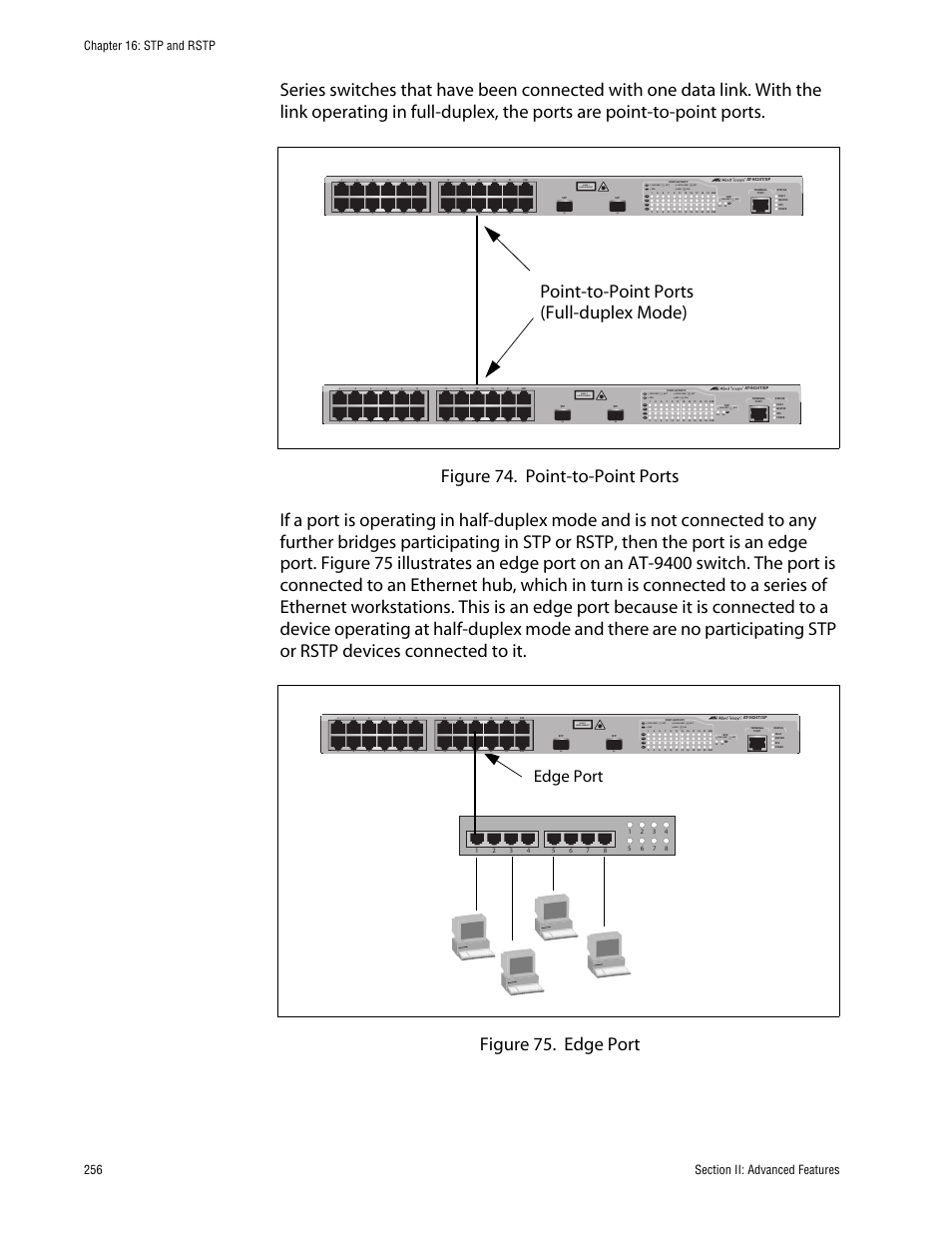 Edge port, Class 1 laser product, L/a d/c d/c l/a d/c l/a | Allied Telesis AT-S63 User Manual | Page 256 / 710