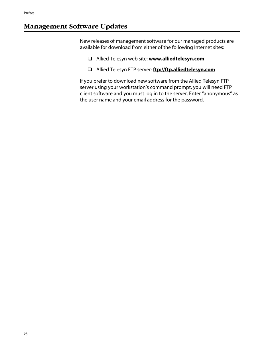 Management software updates | Allied Telesis AT-S63 User Manual | Page 28 / 710