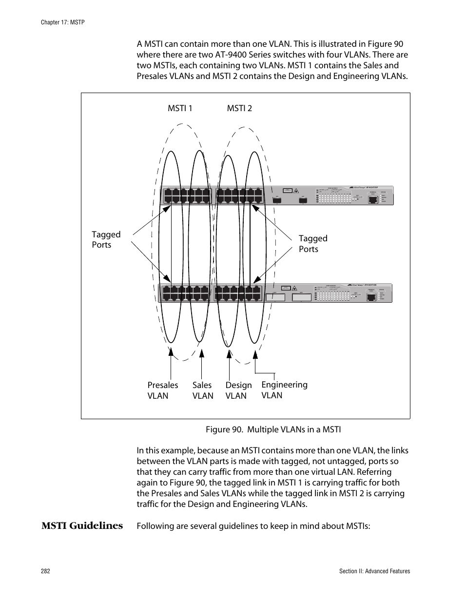 Msti guidelines, Class 1 laser product, L/a d/c d/c l/a d/c l/a | Allied Telesis AT-S63 User Manual | Page 282 / 710