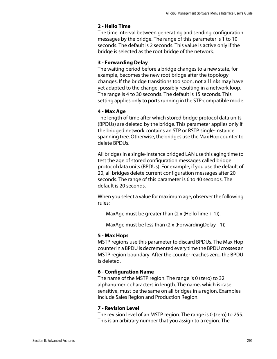 Allied Telesis AT-S63 User Manual | Page 295 / 710