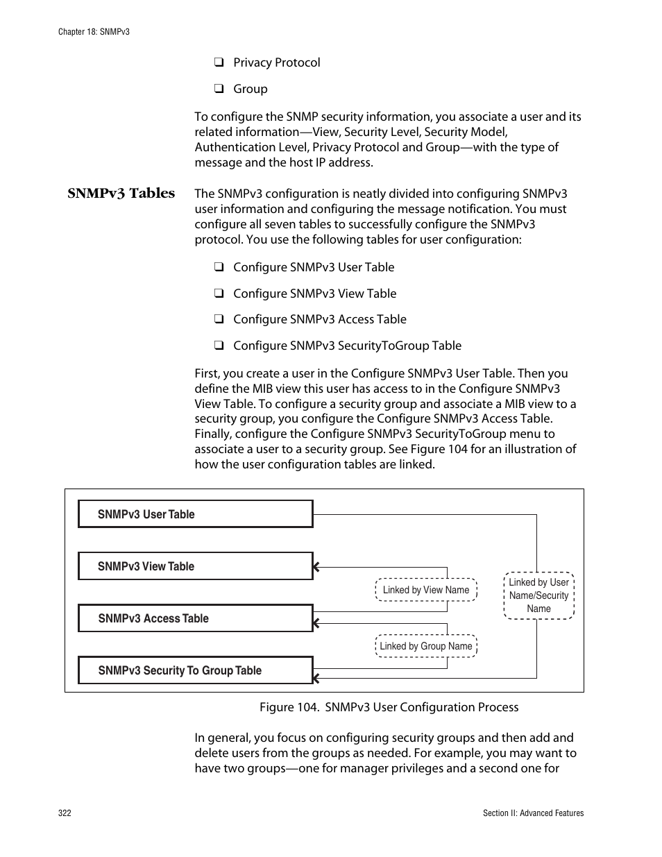 Snmpv3 tables | Allied Telesis AT-S63 User Manual | Page 322 / 710