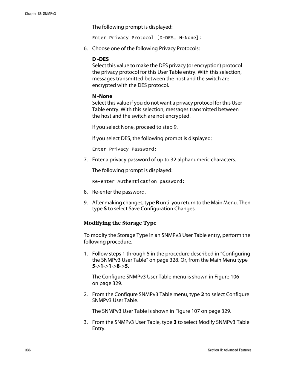 Modifying the storage type | Allied Telesis AT-S63 User Manual | Page 336 / 710