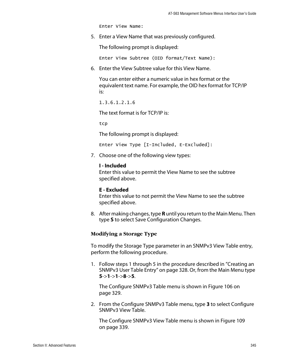 Modifying a storage type | Allied Telesis AT-S63 User Manual | Page 345 / 710