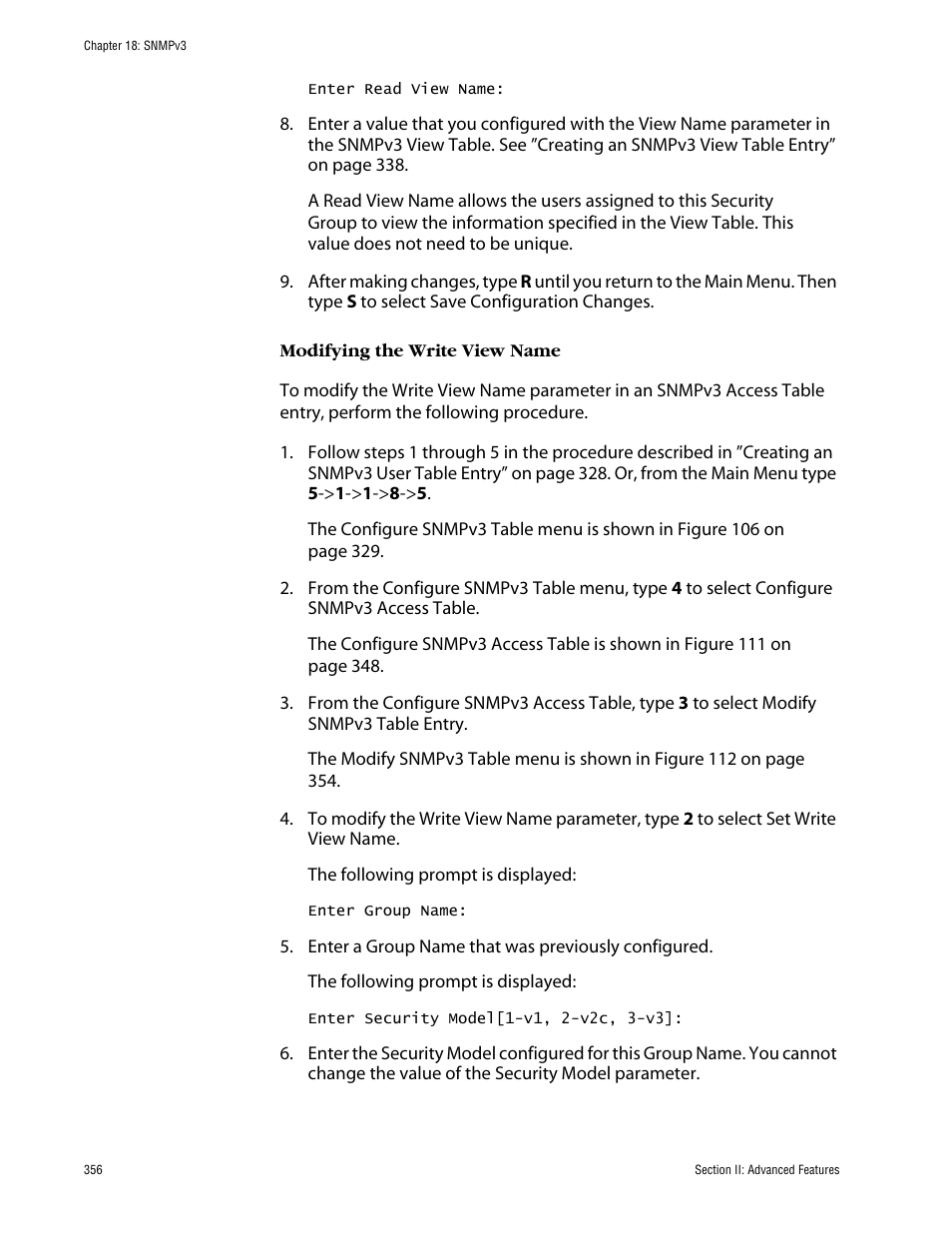 Modifying the write view name | Allied Telesis AT-S63 User Manual | Page 356 / 710