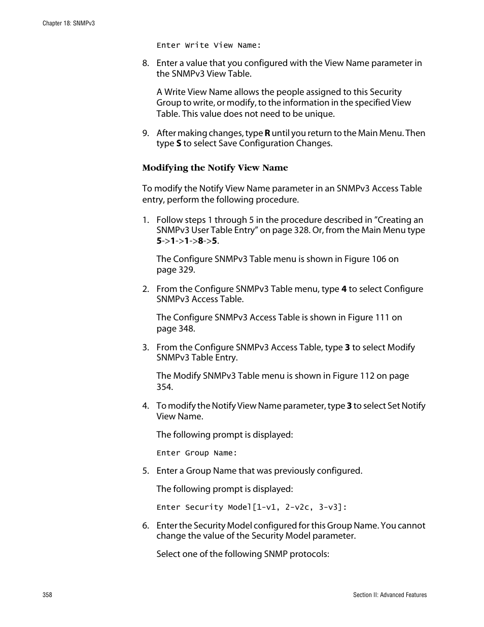 Modifying the notify view name | Allied Telesis AT-S63 User Manual | Page 358 / 710