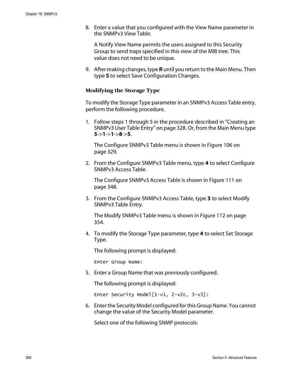 Modifying the storage type | Allied Telesis AT-S63 User Manual | Page 360 / 710