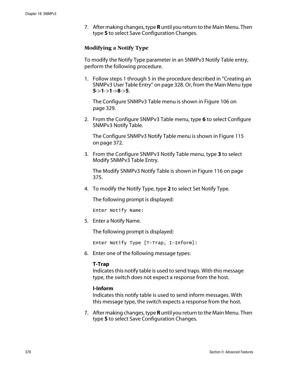 Modifying a notify type | Allied Telesis AT-S63 User Manual | Page 376 / 710