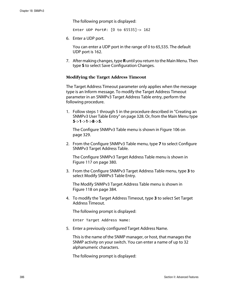 Modifying the target address timeout | Allied Telesis AT-S63 User Manual | Page 386 / 710