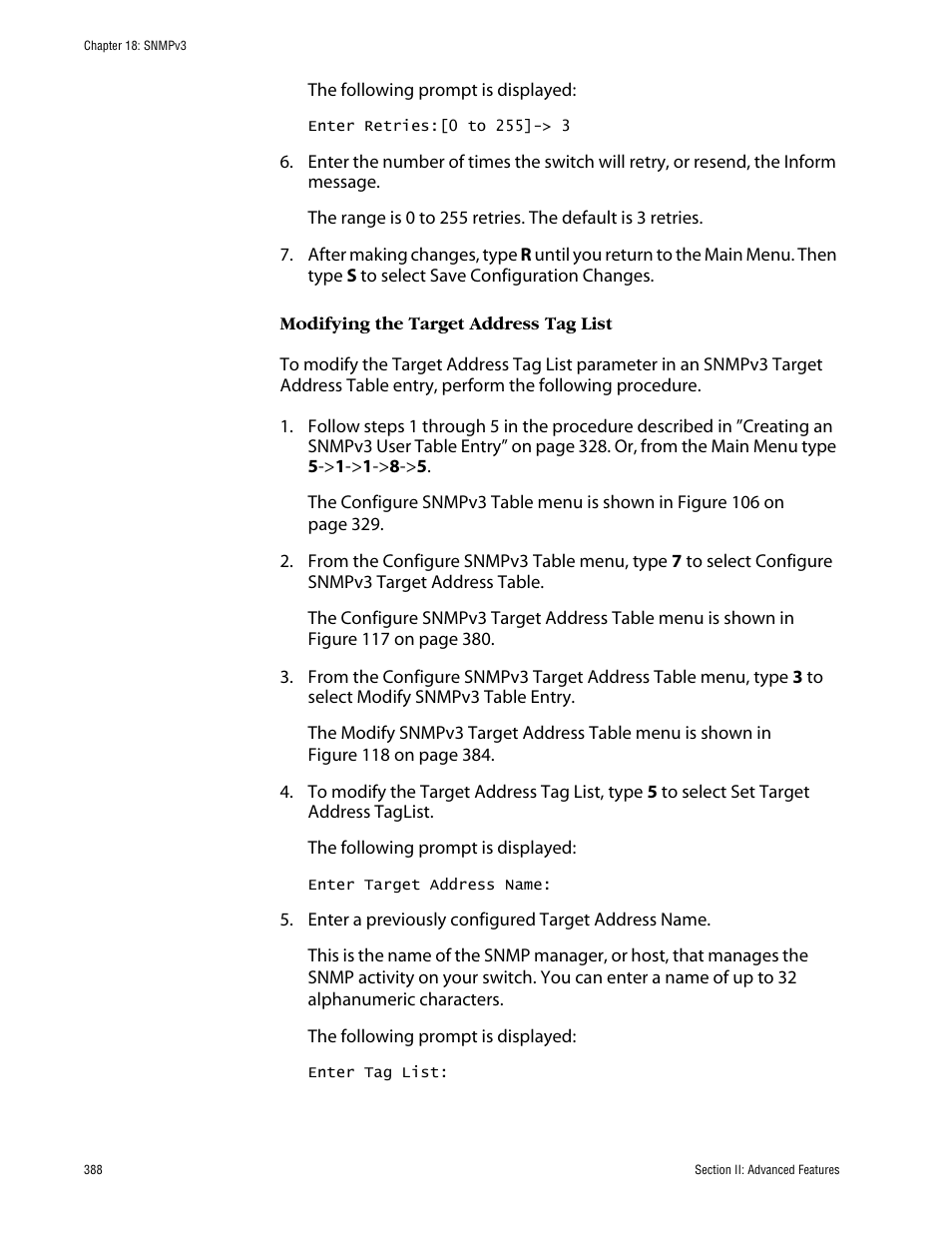 Modifying the target address tag list | Allied Telesis AT-S63 User Manual | Page 388 / 710