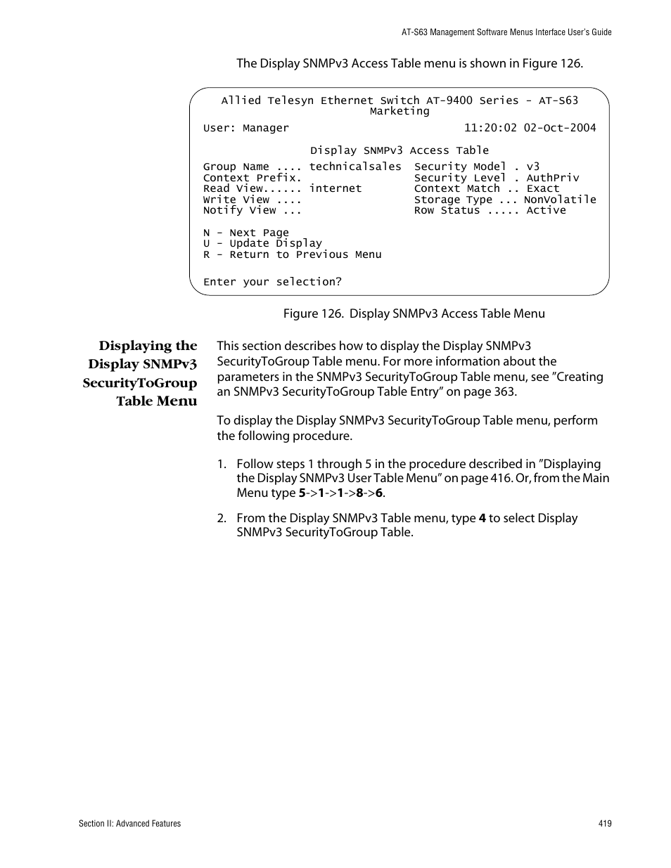 Menu | Allied Telesis AT-S63 User Manual | Page 419 / 710