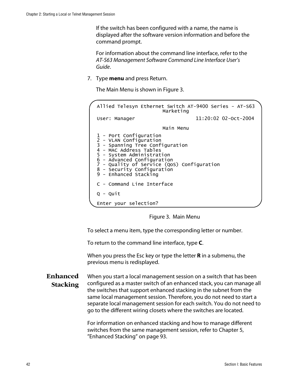 Enhanced stacking | Allied Telesis AT-S63 User Manual | Page 42 / 710