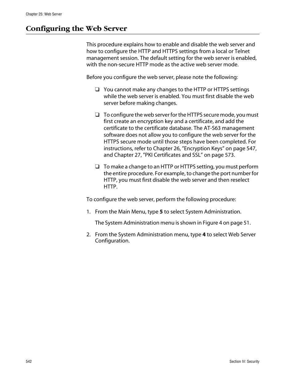 Configuring the web server | Allied Telesis AT-S63 User Manual | Page 542 / 710