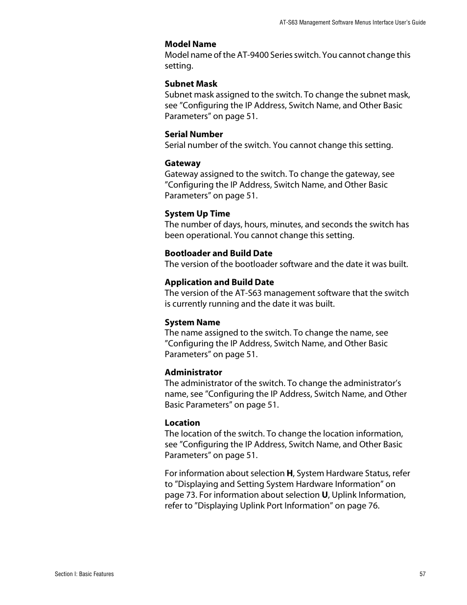 Allied Telesis AT-S63 User Manual | Page 57 / 710