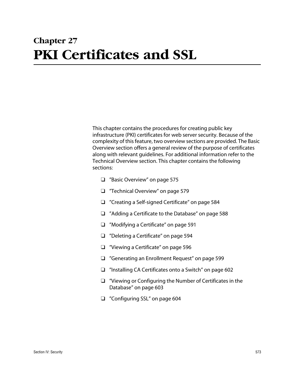 Chapter 27, Pki certificates and ssl, Chapter 27 pki certificates and ssl | Allied Telesis AT-S63 User Manual | Page 573 / 710