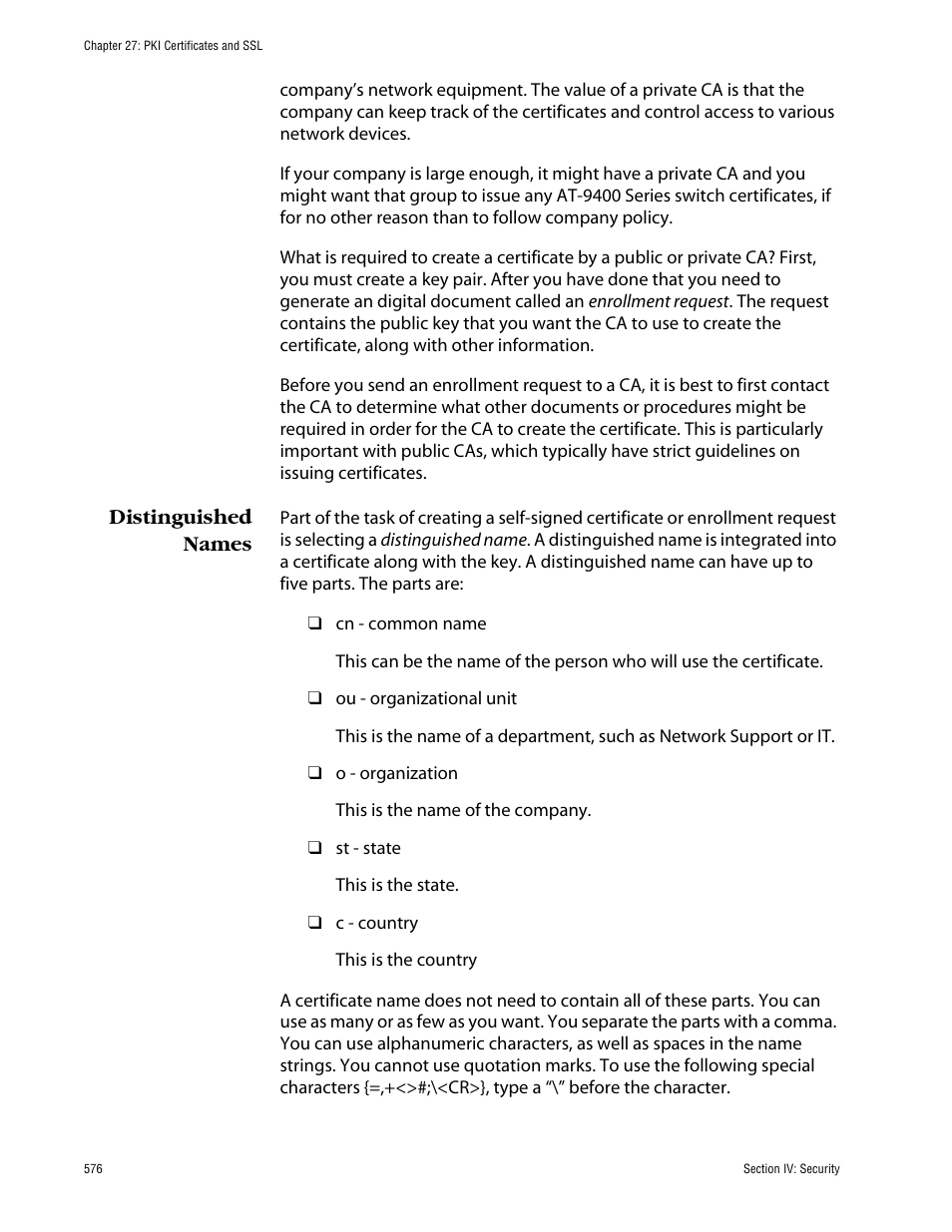 Distinguished names | Allied Telesis AT-S63 User Manual | Page 576 / 710