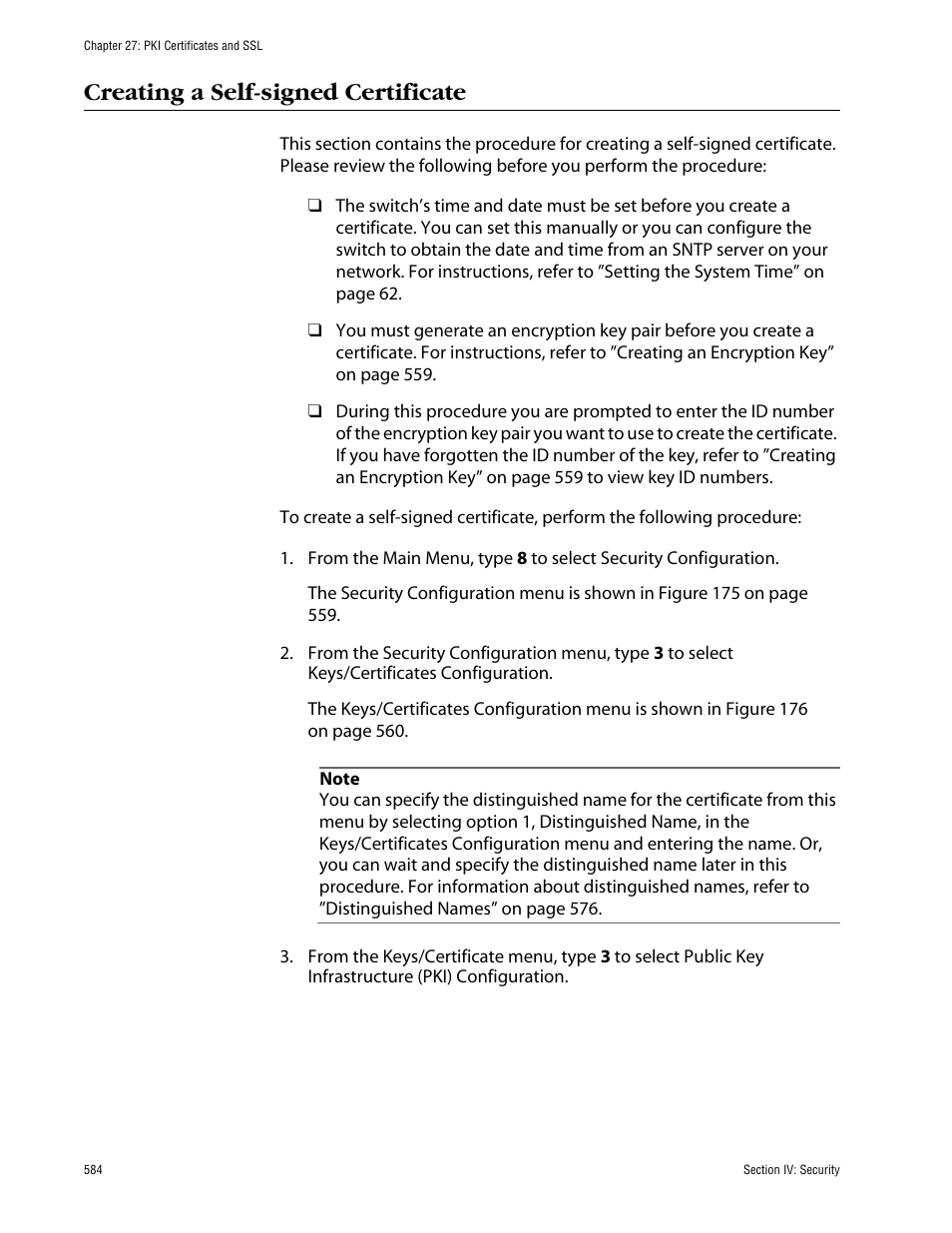 Creating a self-signed certificate | Allied Telesis AT-S63 User Manual | Page 584 / 710
