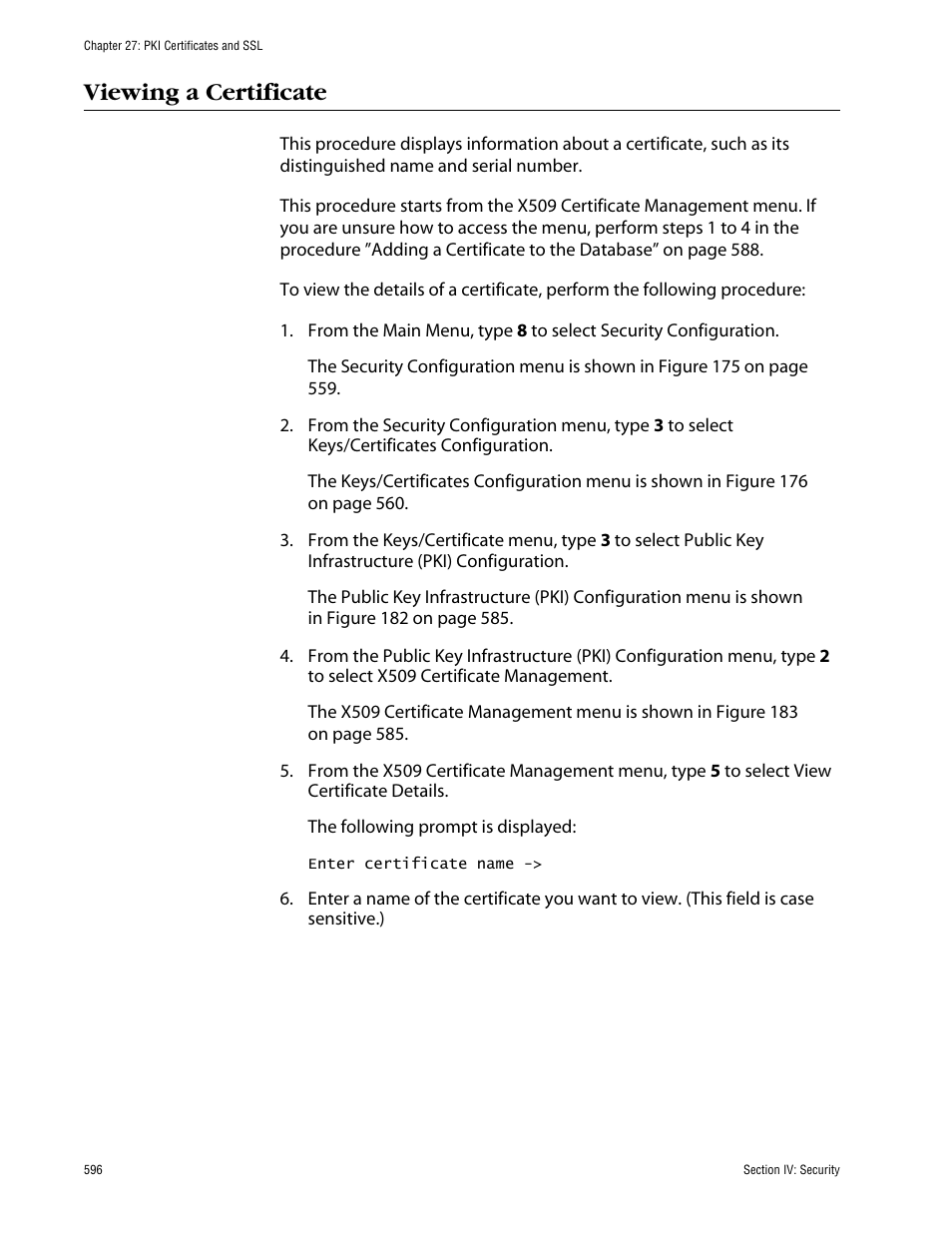 Viewing a certificate | Allied Telesis AT-S63 User Manual | Page 596 / 710