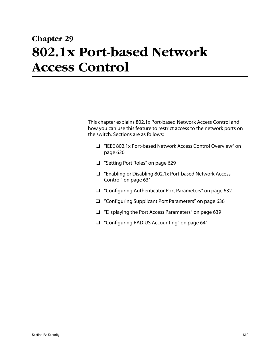 Chapter 29, 1x port-based network access control | Allied Telesis AT-S63 User Manual | Page 619 / 710