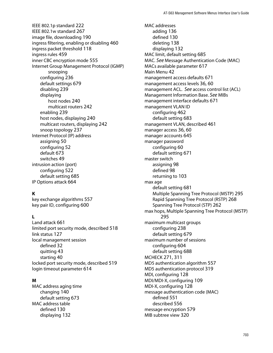 Allied Telesis AT-S63 User Manual | Page 703 / 710