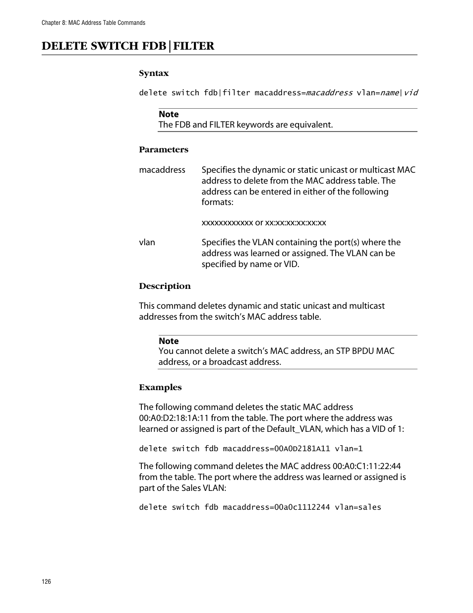 Delete switch fdb|filter | Allied Telesis AT-S63 User Manual | Page 126 / 464
