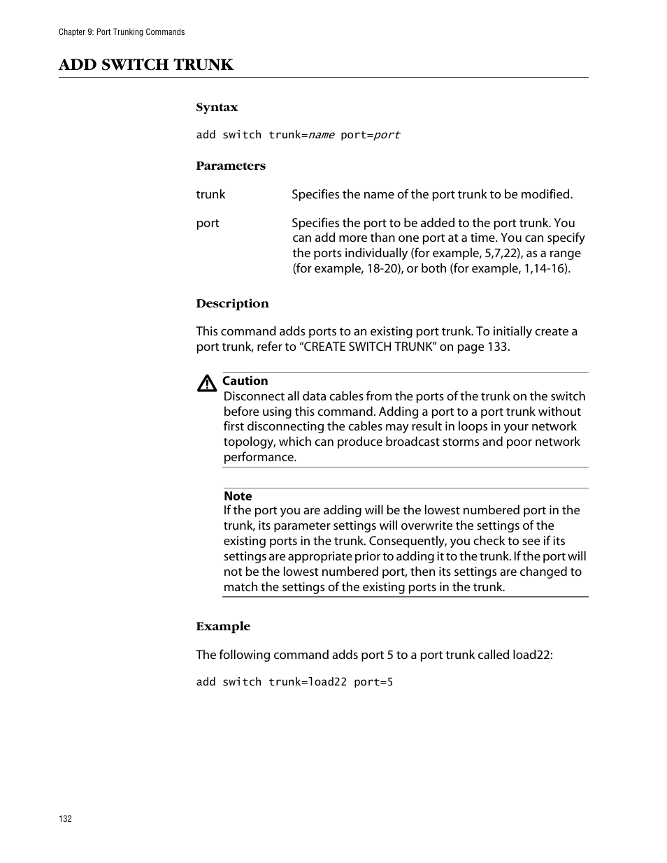 Add switch trunk | Allied Telesis AT-S63 User Manual | Page 132 / 464