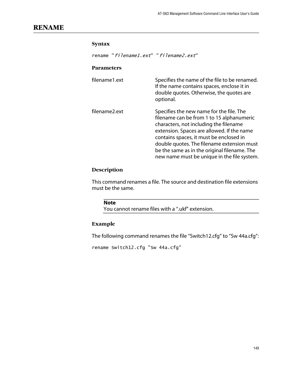 Rename | Allied Telesis AT-S63 User Manual | Page 149 / 464