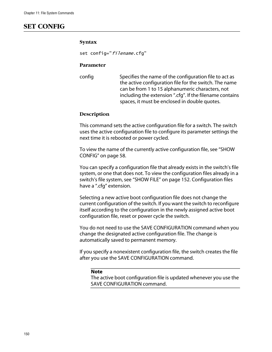 Set config | Allied Telesis AT-S63 User Manual | Page 150 / 464