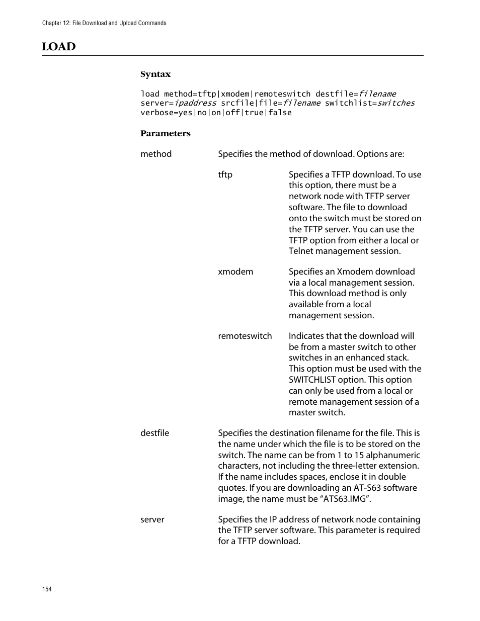 Load | Allied Telesis AT-S63 User Manual | Page 154 / 464