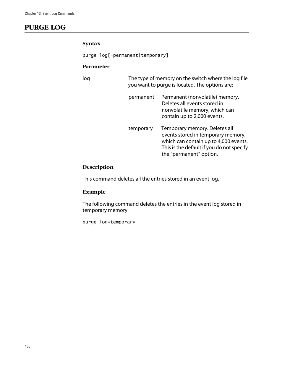 Purge log | Allied Telesis AT-S63 User Manual | Page 166 / 464