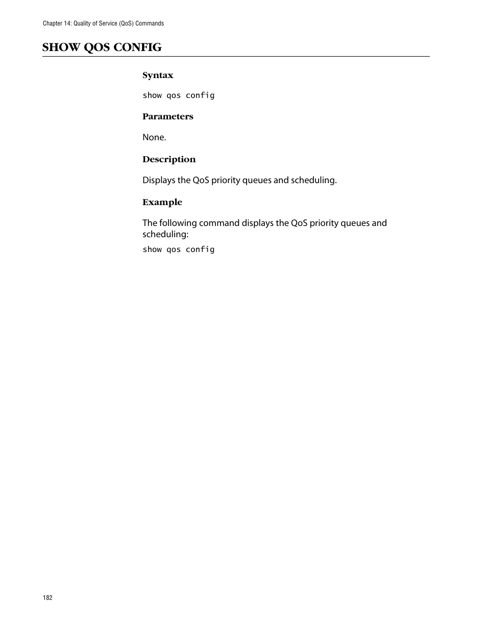 Show qos config | Allied Telesis AT-S63 User Manual | Page 182 / 464