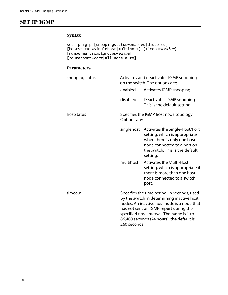 Set ip igmp | Allied Telesis AT-S63 User Manual | Page 186 / 464