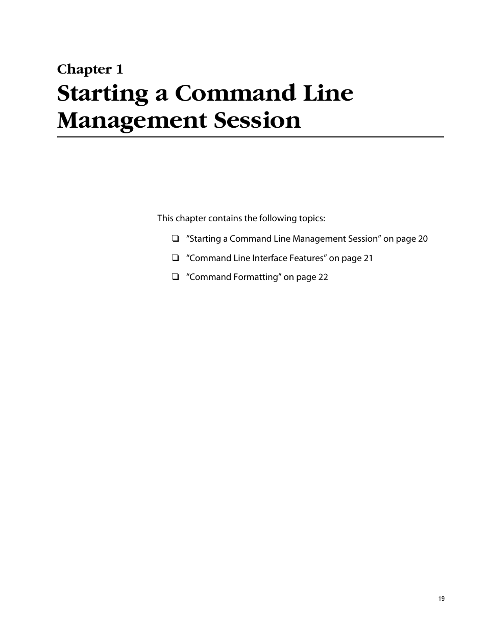 Chapter 1, Starting a command line management session | Allied Telesis AT-S63 User Manual | Page 19 / 464