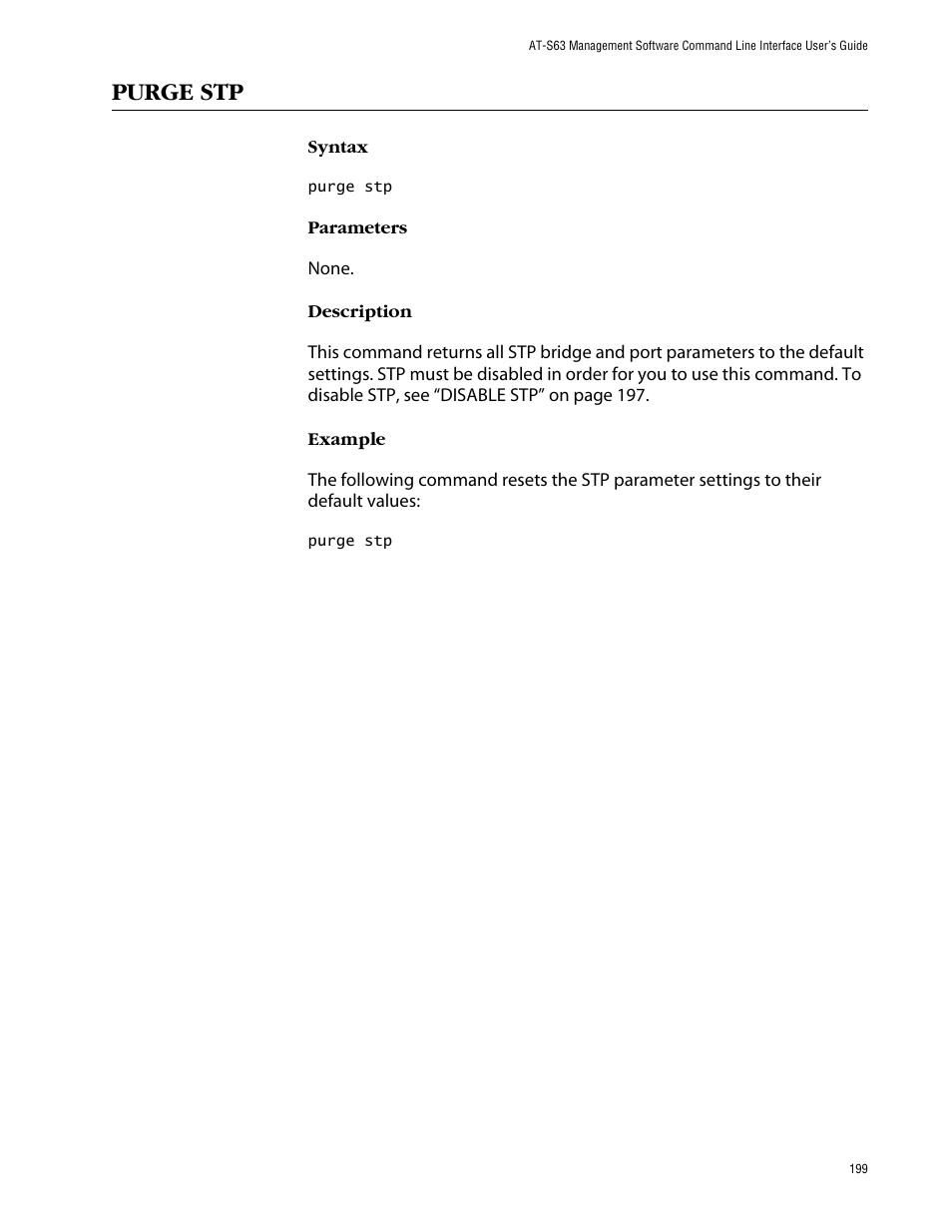Purge stp | Allied Telesis AT-S63 User Manual | Page 199 / 464