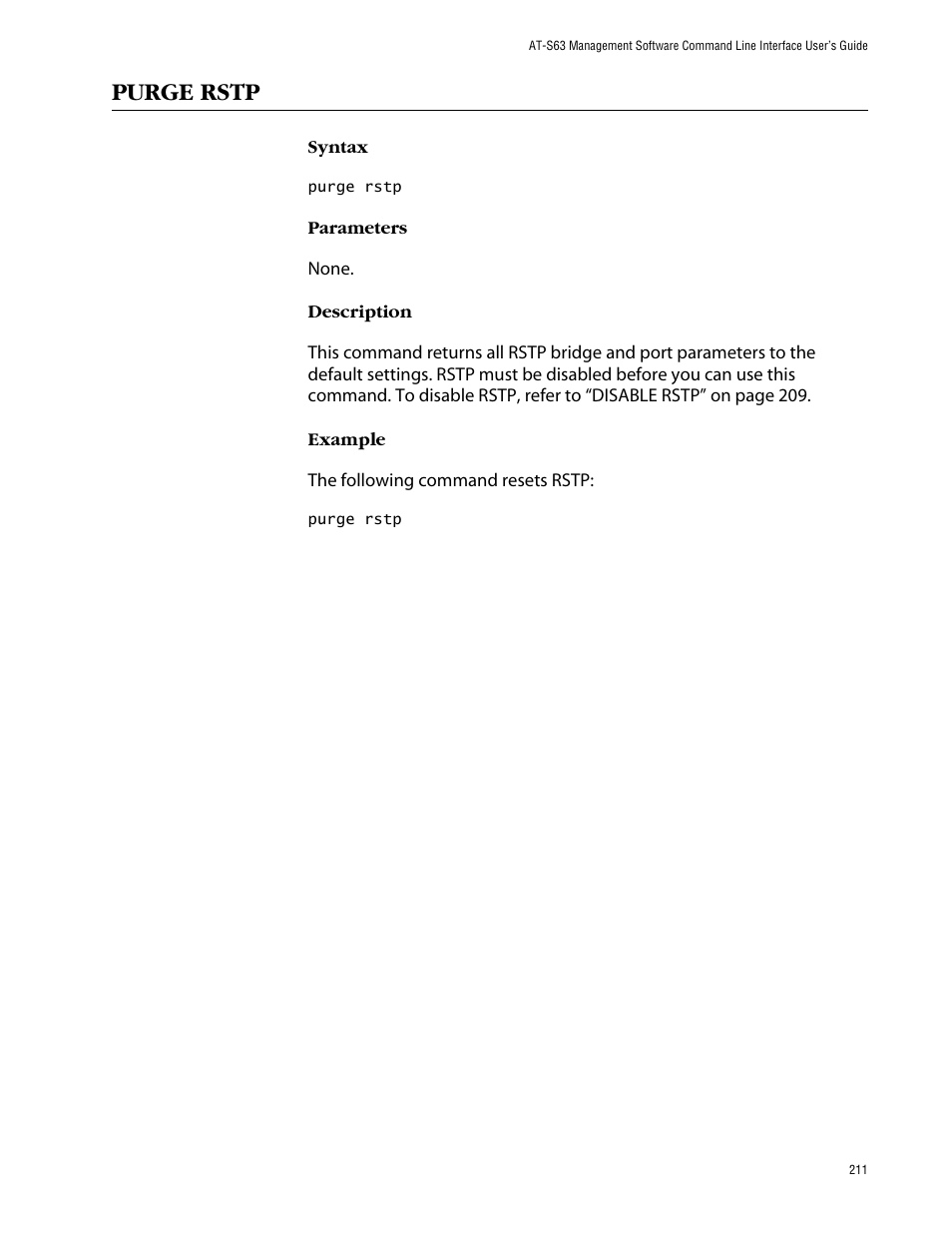 Purge rstp | Allied Telesis AT-S63 User Manual | Page 211 / 464