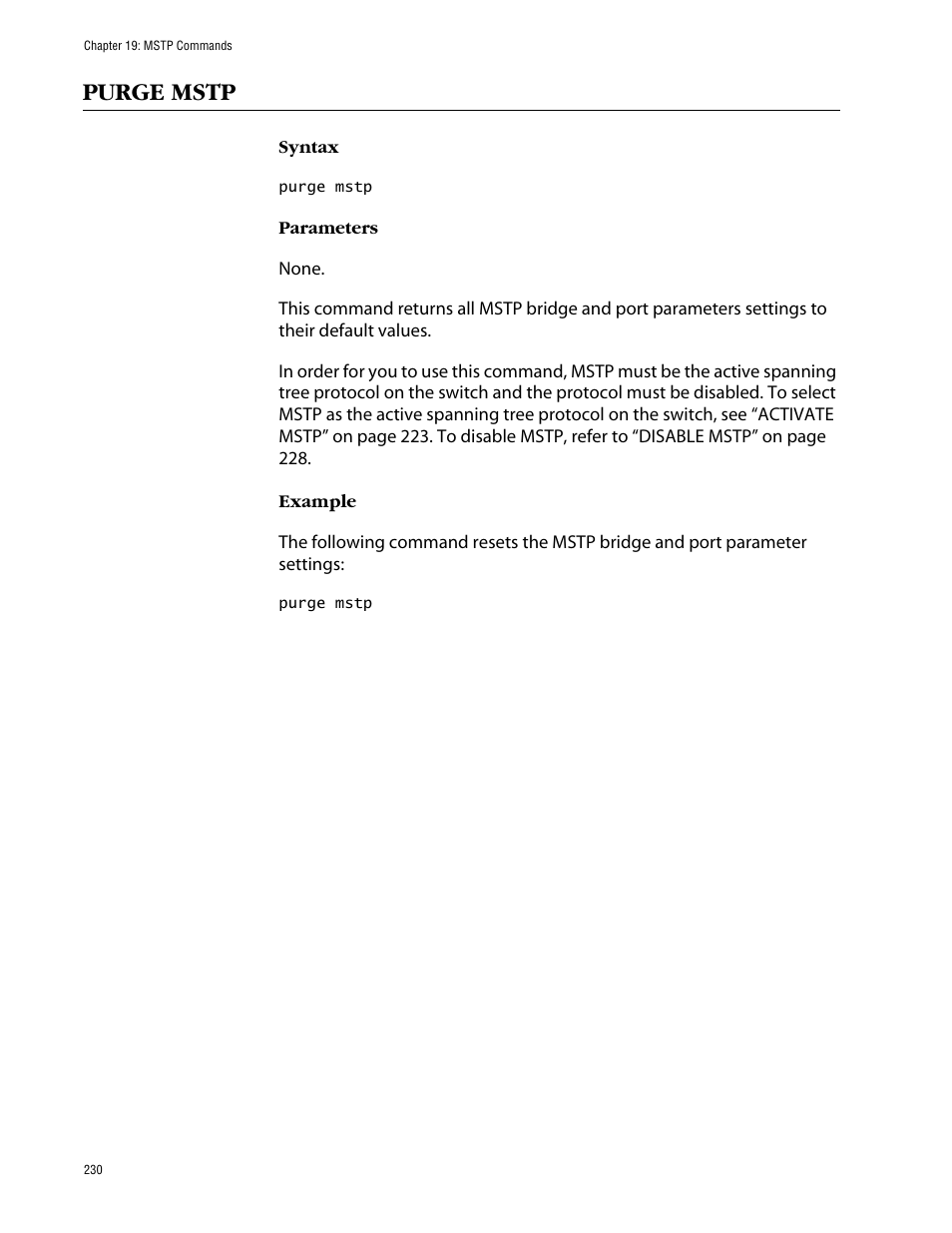 Purge mstp | Allied Telesis AT-S63 User Manual | Page 230 / 464